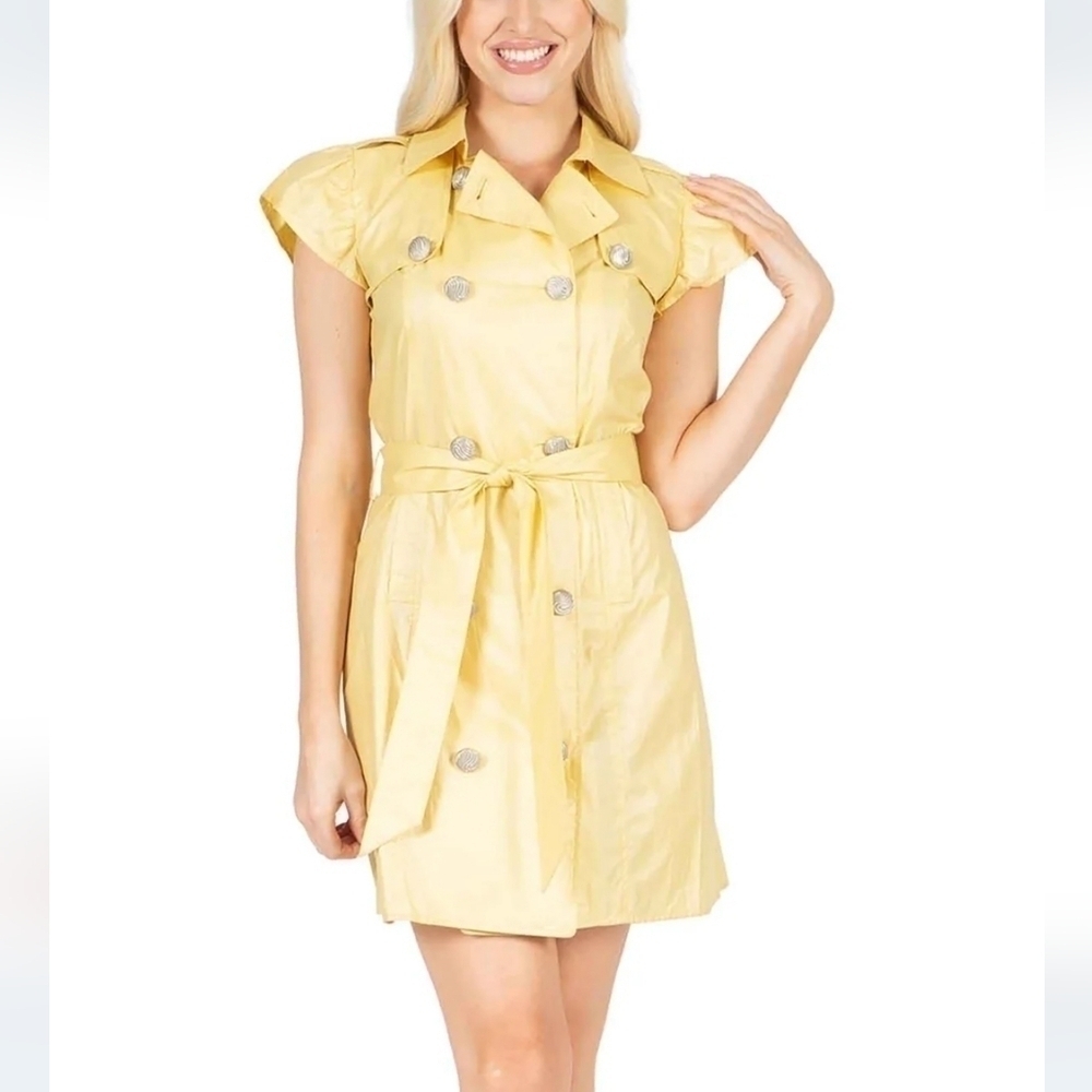 Vertigo Paris Paragon Military Trench Dress Mustard NWT